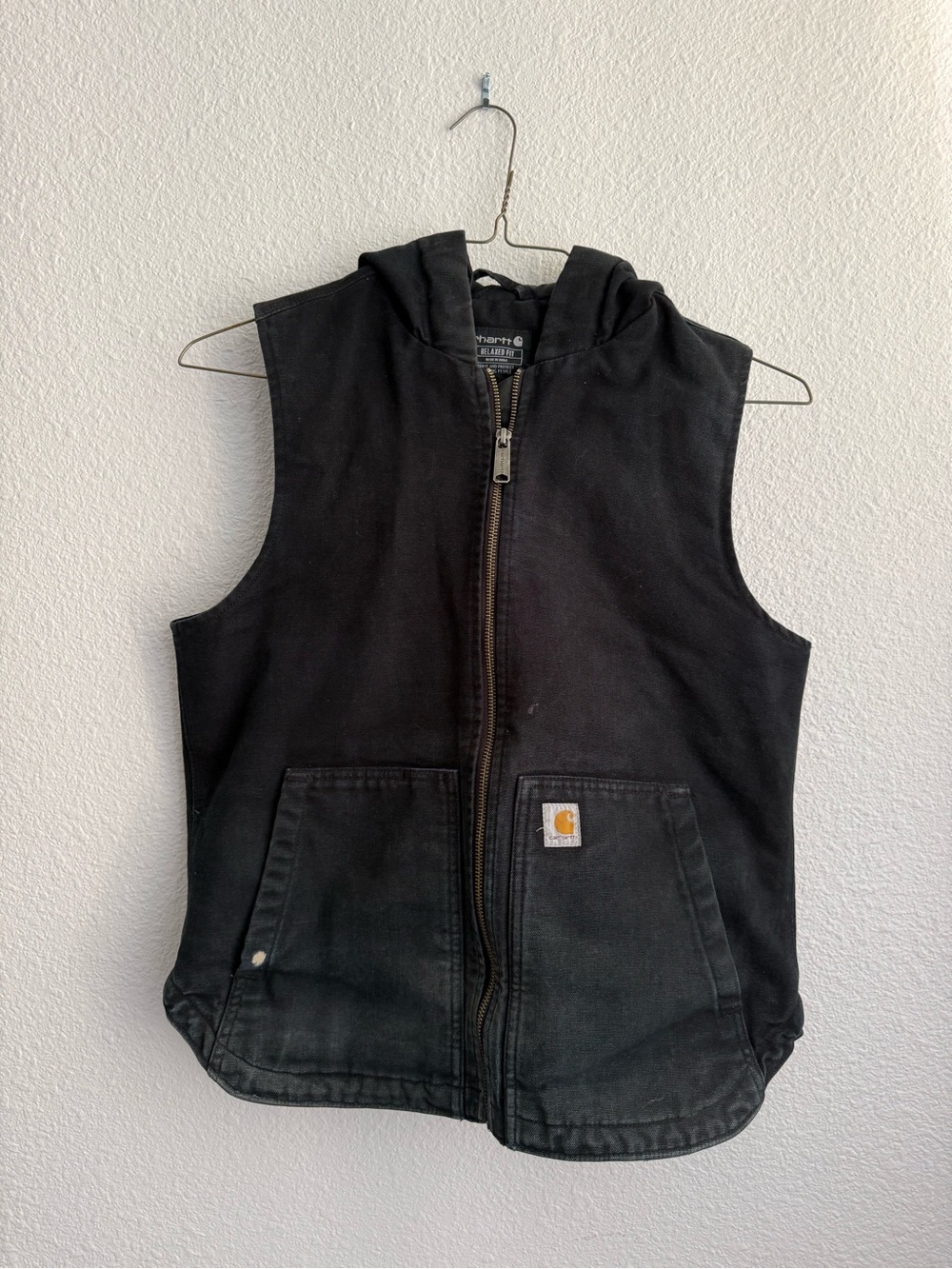 Carhartt Black Hooded Sleeveless Zip-Up Vest
